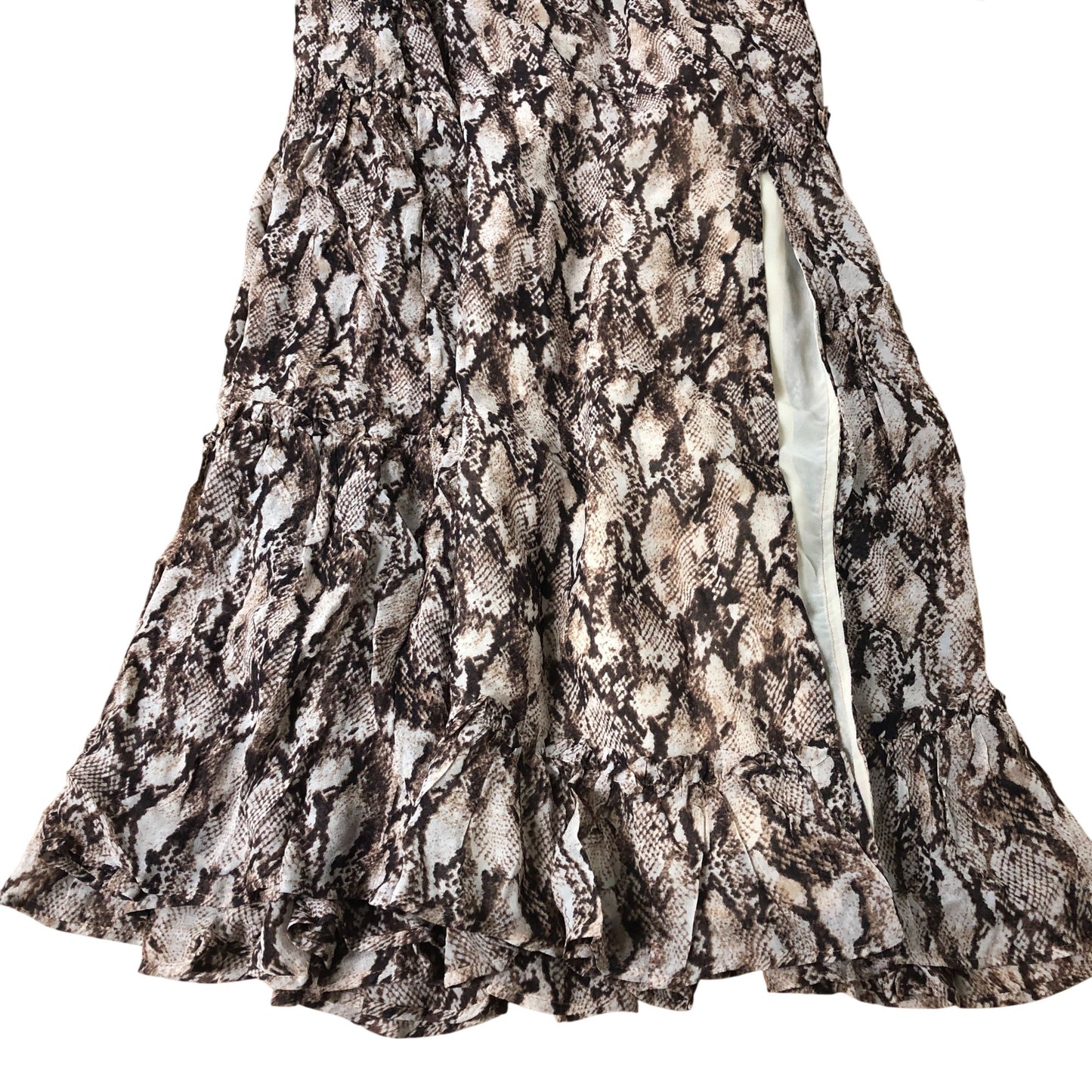 Snake Print Maxi Dress Women's Long Sleeve Boho Style UK6