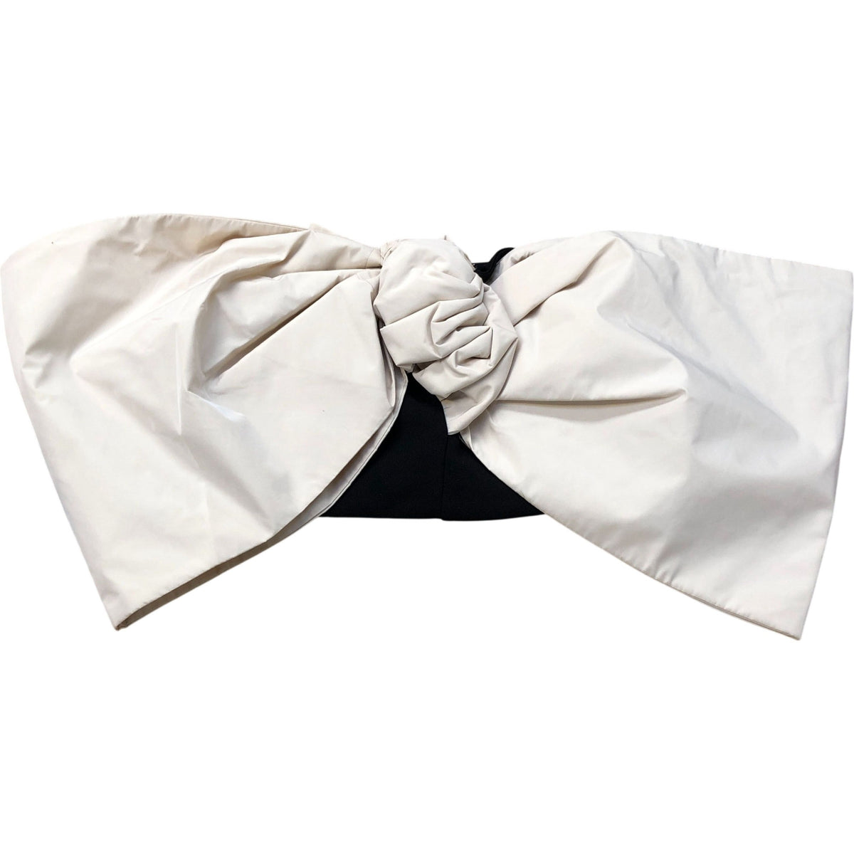 River Island Oversized Bow Bandeau Top Black/Beige