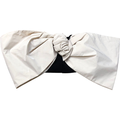 River Island Oversized Bow Bandeau Top Black/Beige