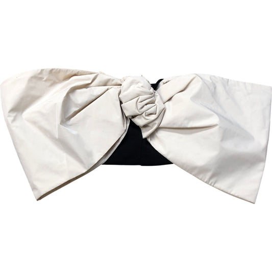 River Island Oversized Bow Bandeau Top Black/Beige