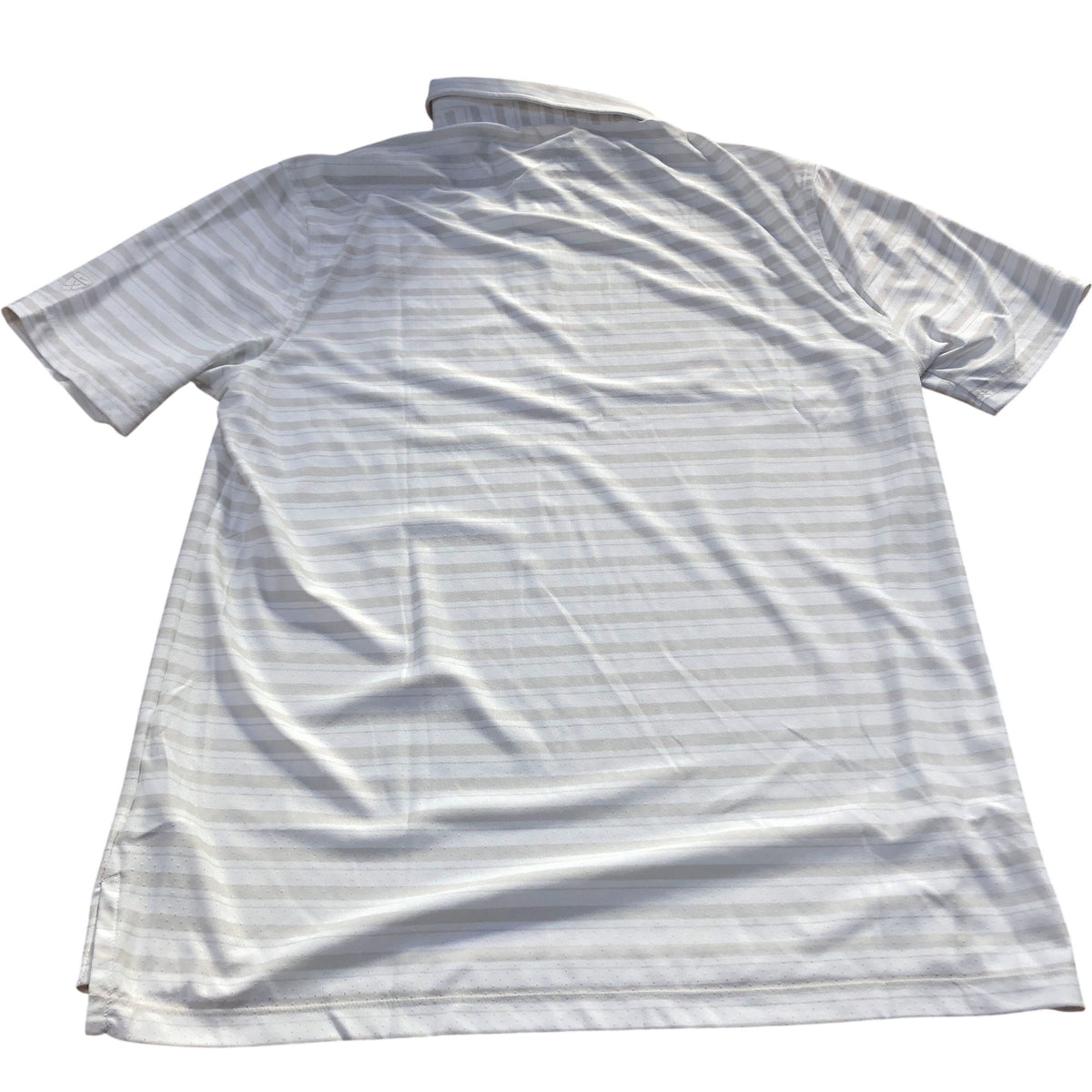 Nike Dri-FIT Polo Shirt Medium Men's White Striped Sports Wear Comfy Fit