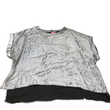 River Island Silver Metallic Blouse UK22 Women's Loose Fit Short Sleeve Top