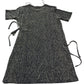Dress UK14 Women's Metallic Short Sleeve Stretch Tie Waist Black Gold