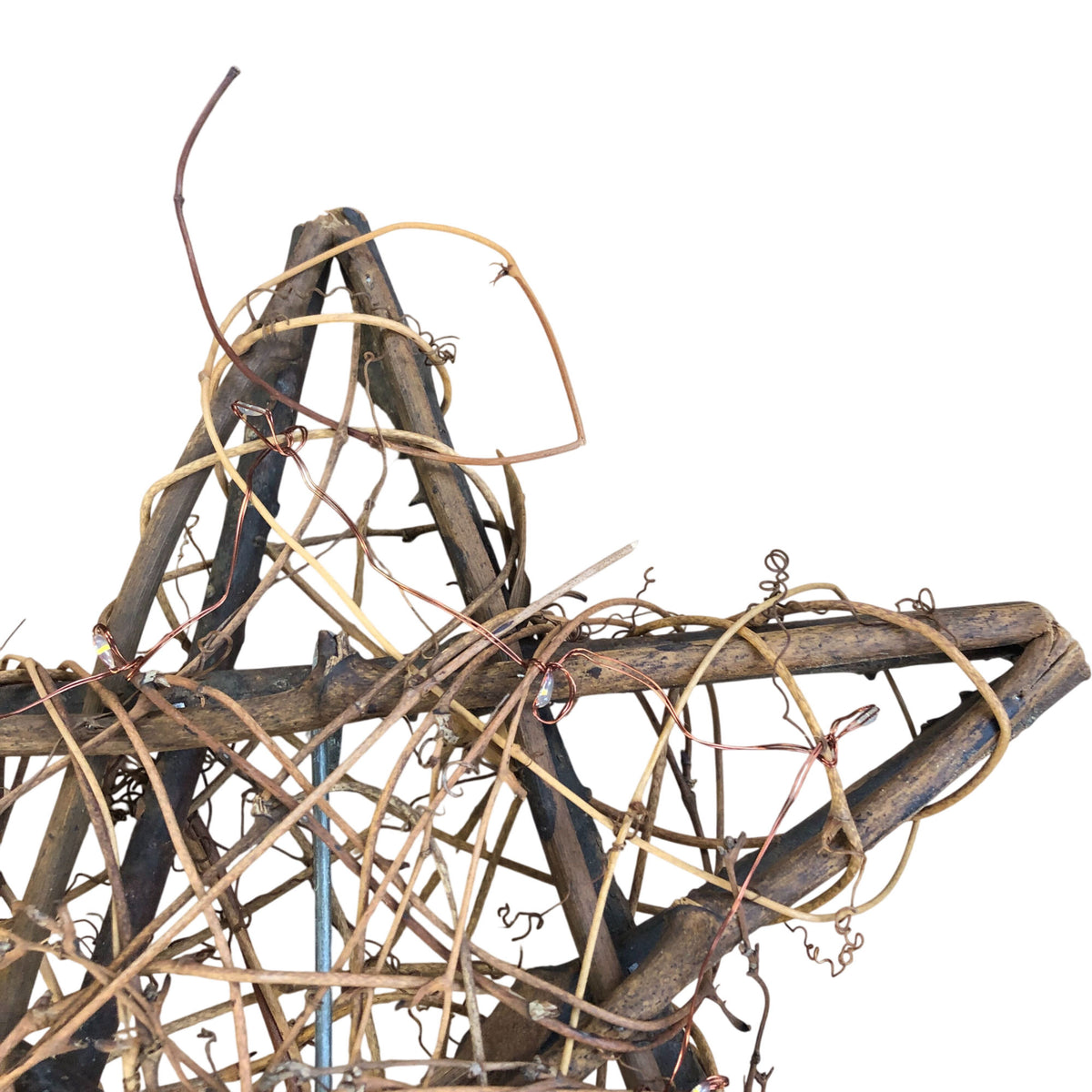 Rattan Style Lit Christmas Star Tree Topper 10"