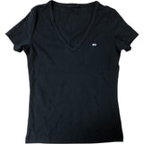 Tommy Jeans V Neck Top Size Women's Black Short Sleeve Casual Size XS
