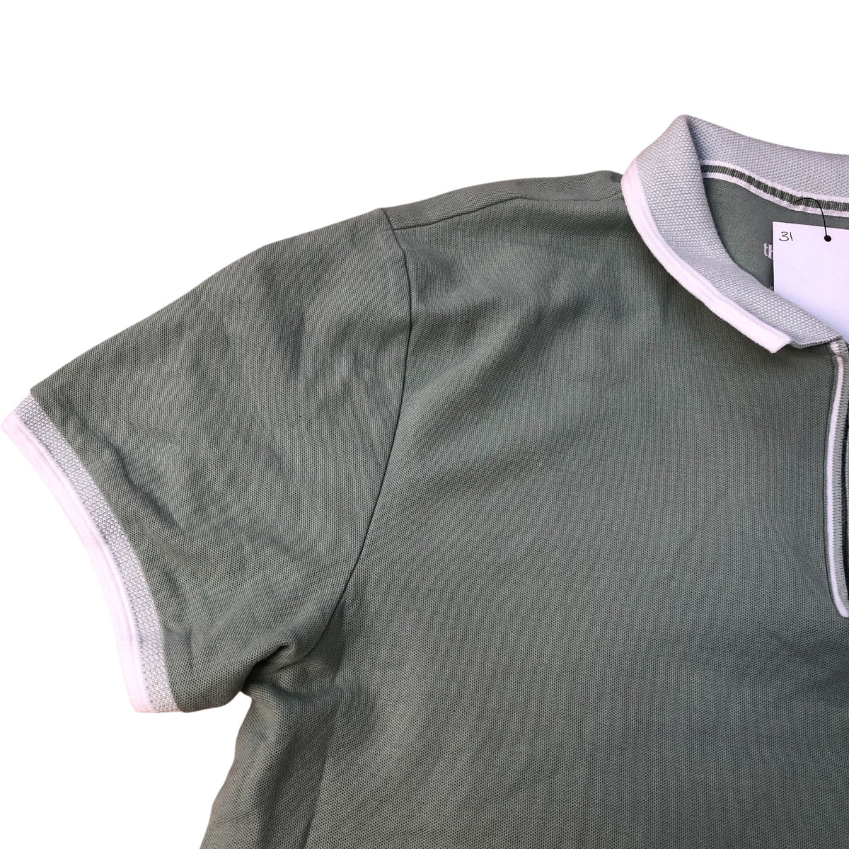 Threadbare Polo Shirt Regular Fit Khaki Zip Neck Size L