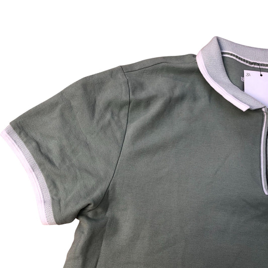 Threadbare Polo Shirt Regular Fit Khaki Zip Neck Size L