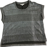 River Island Metallic Textured Top UKXS Women's Short Sleeve Grey Knit
