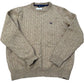 Crew Clothing Company Cable Knit Lambswool Blend Sweater Tan S