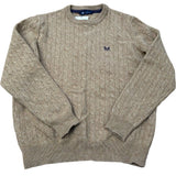 Crew Clothing Company Cable Knit Lambswool Blend Sweater Tan S
