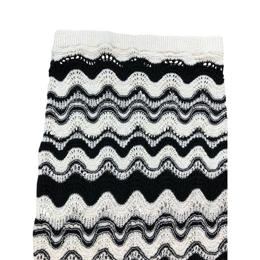 River Island Black And White Wave Crochet Midi Skirt UK Size M Women's
