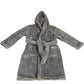 Bath Rugby Hooded Robe Kids Size 7-8 Years Soft Fleece Grey