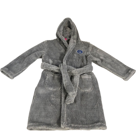 Bath Rugby Hooded Robe Kids Size 7-8 Years Soft Fleece Grey