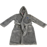 Bath Rugby Hooded Robe Kids Size 7-8 Years Soft Fleece Grey