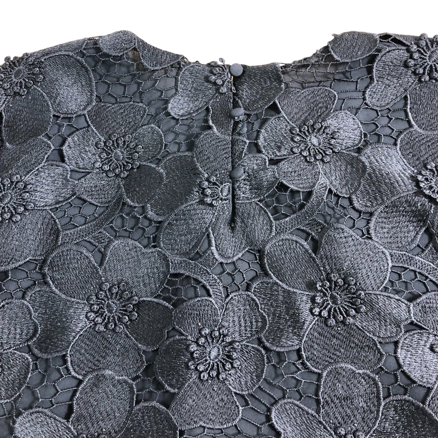 Branded Black Floral Lace Blouse UK 12 Women's Peplum Top Bell Sleeve