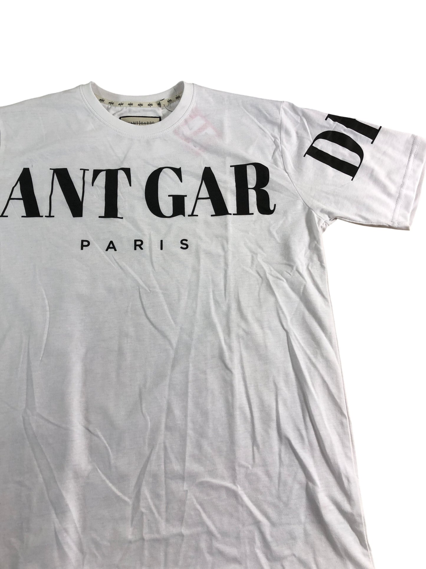 AVANT GARDE PARIS AGM105 UK L Men's White Cryptic Graphic T-Shirt