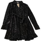 River Island Sequin Dress UK12 Women's Long Sleeve V Neck Party Dress Black