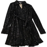 River Island Sequin Dress UK12 Women's Long Sleeve V Neck Party Dress Black