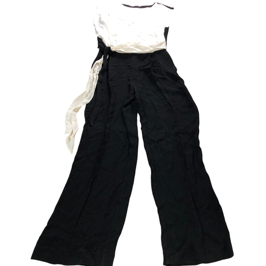 Jumpsuit Women's Black White Sleeveless Belted Wide Leg Fashion - Size 4