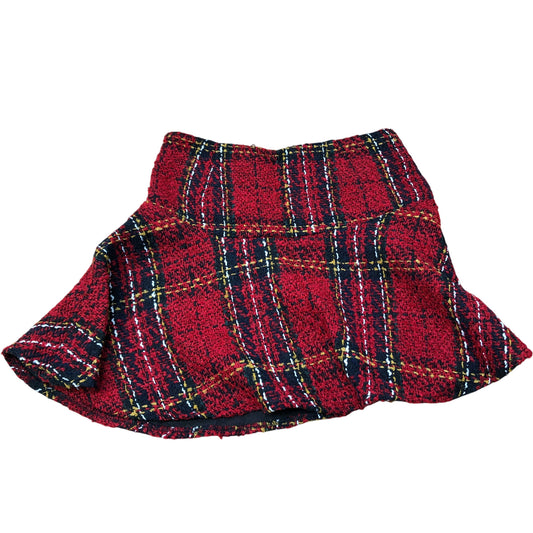 Red Check Skirt Size 6 Flared Design Tweed Style