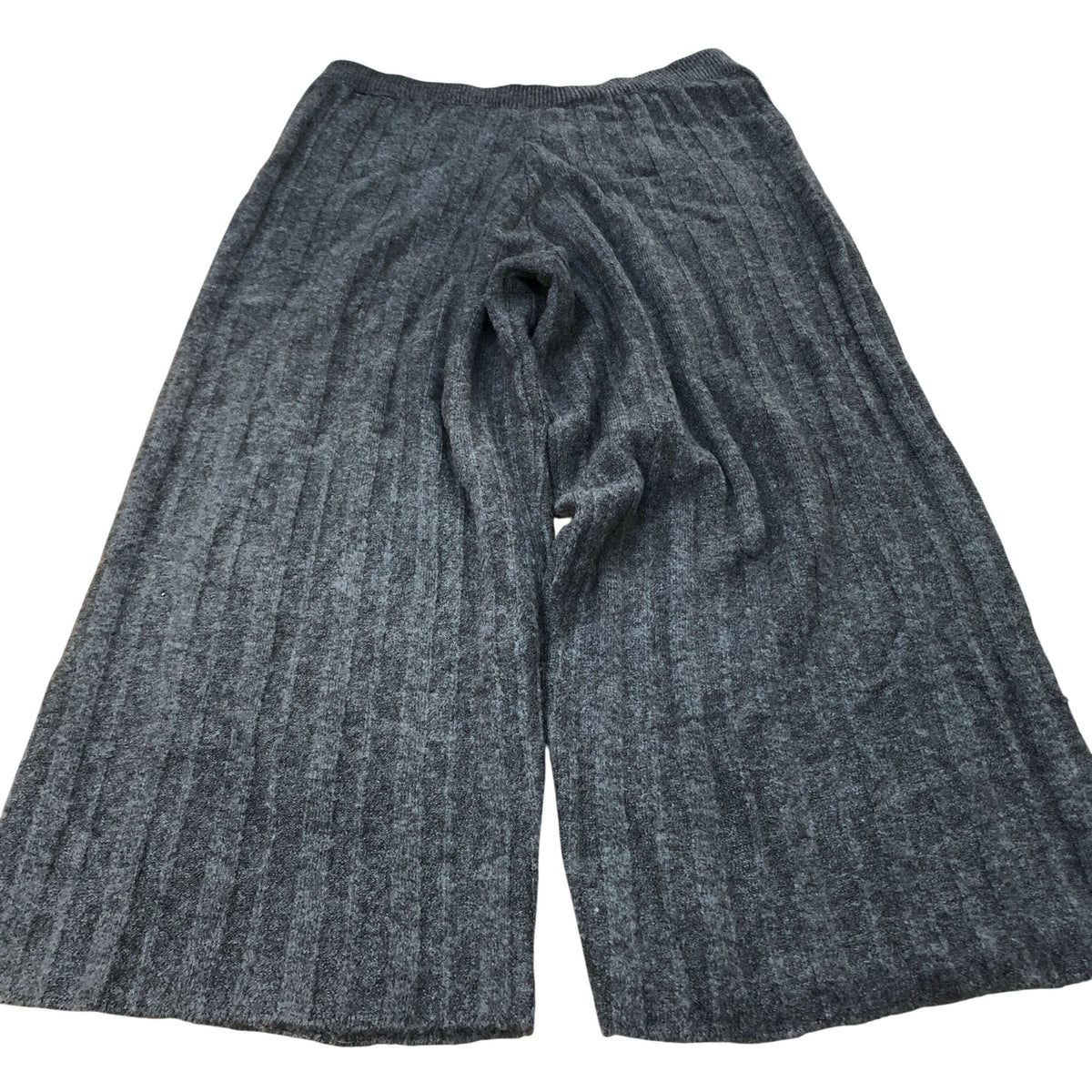 Extra Large Women's Wide Leg Trousers Grey Ribbed Knit Style Size 16