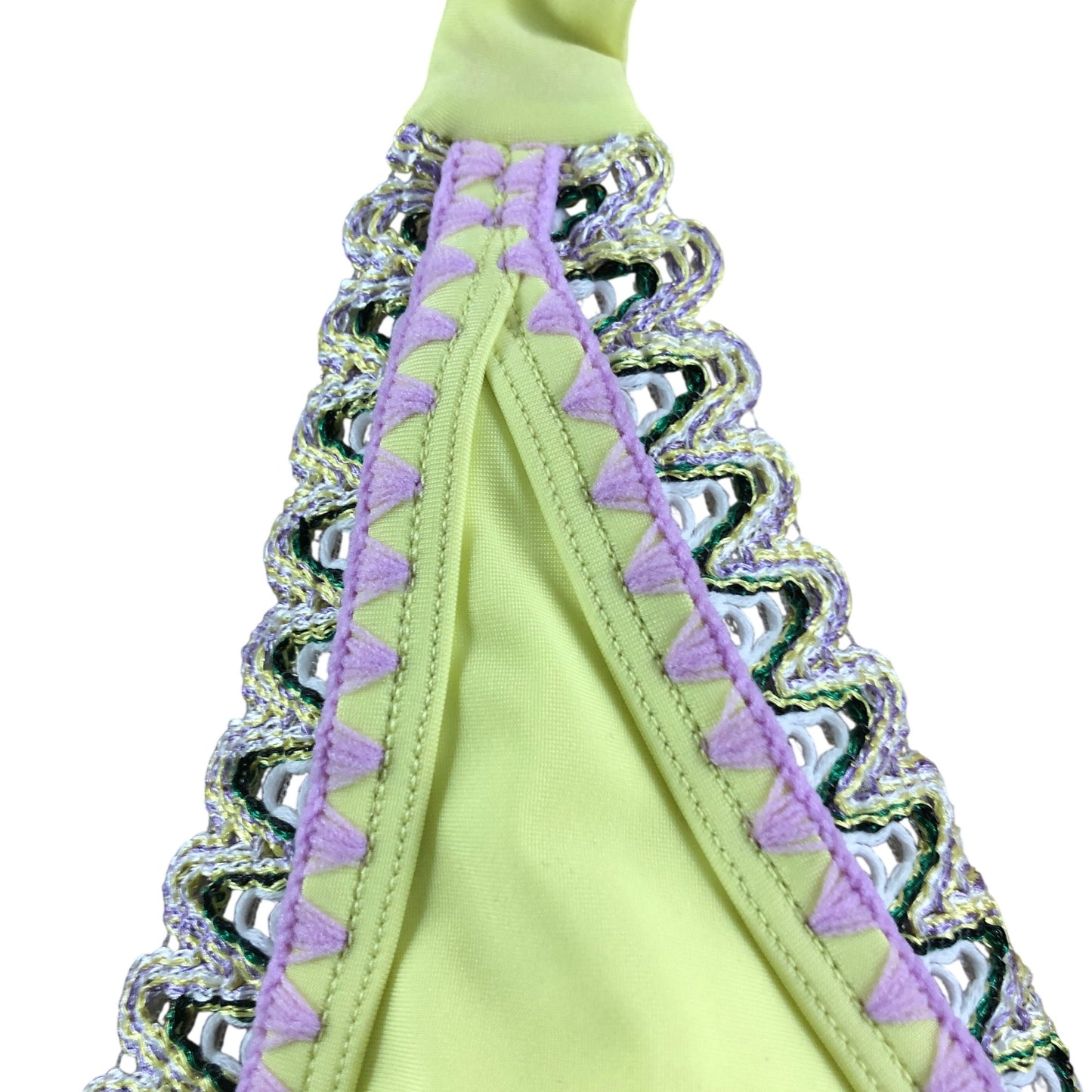 River Island Women's UK6 Yellow Triangle Bikini Top With Decorative Trim