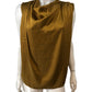 River Island Women's Draped Top UK S Mustard Satin Textured Sleeveless Blouse