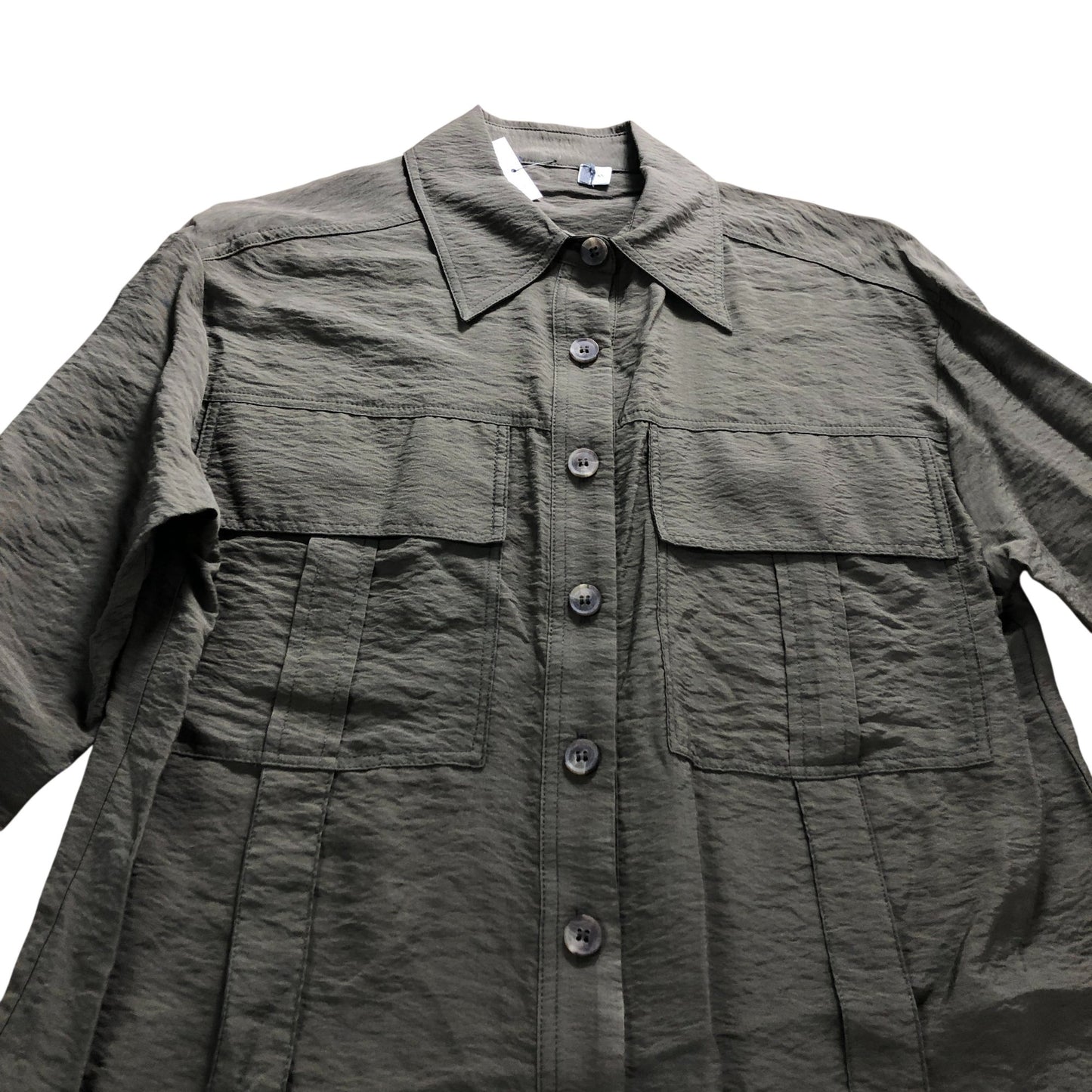 Branded Khaki Oversized Utility Shirt - Size 6