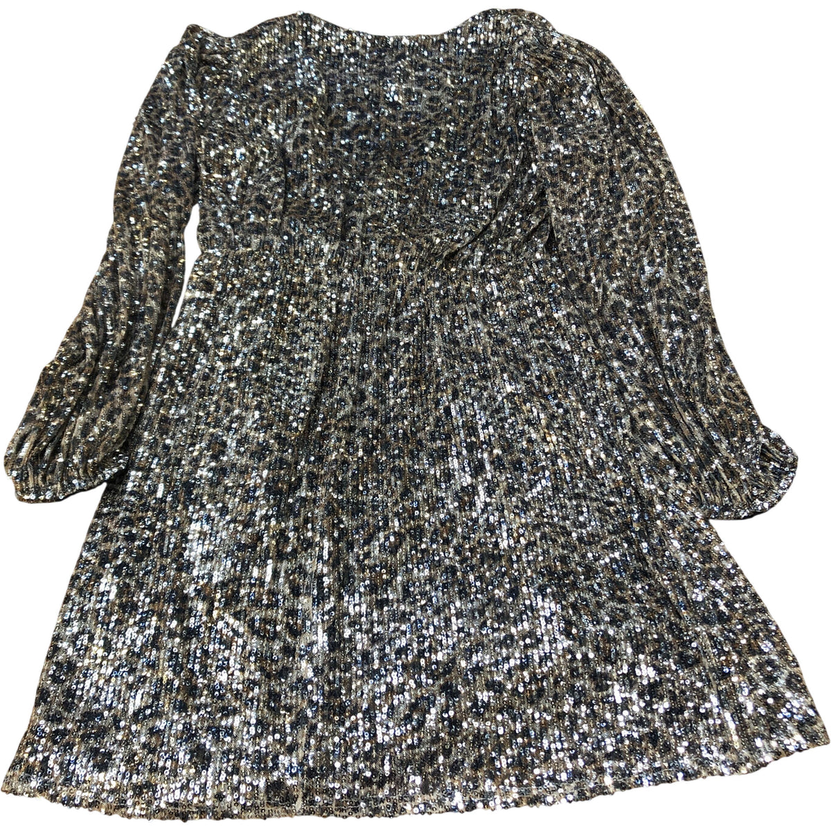 Sequin Dress UK14 Women's Long Sleeve Wrap Glittery Party Dress