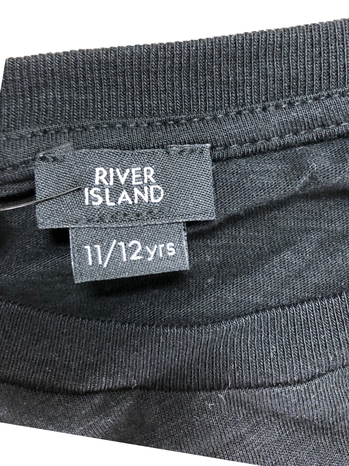 River Island Black Frill Sleeve T-Shirt UK 11 12 Years Girls Fashion Top