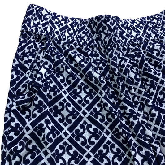 Boden Navy Crinkle Wide Leg Trousers - Size 10P