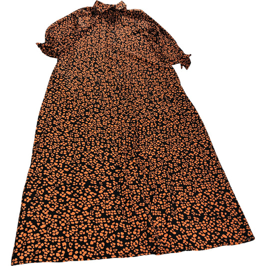 Dancing Leopard Size 16 Women's Black Orange Animal Print Midi Dress
