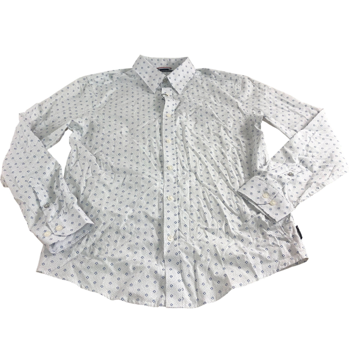 Ben Sherman Snow White Shirt Medium Long Sleeve Stipple Geo Print Cotton