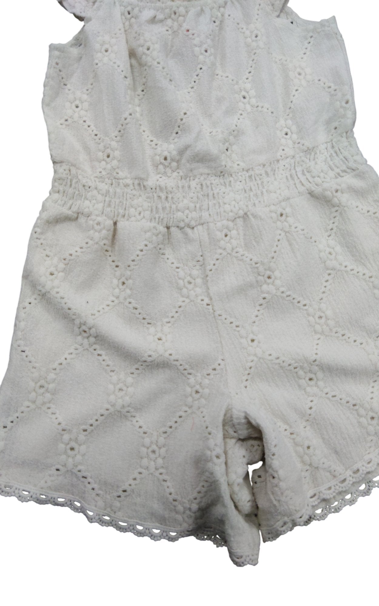 River Island Baby Girls White Romper 3-4 Years Cotton Eyelet Lace Detail