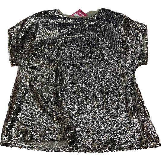 River Island Sequin Top Women's Short Sleeve UK Size 12 Silver Party Wear