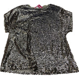 River Island Sequin Top Women's Short Sleeve UK Size 12 Silver Party Wear