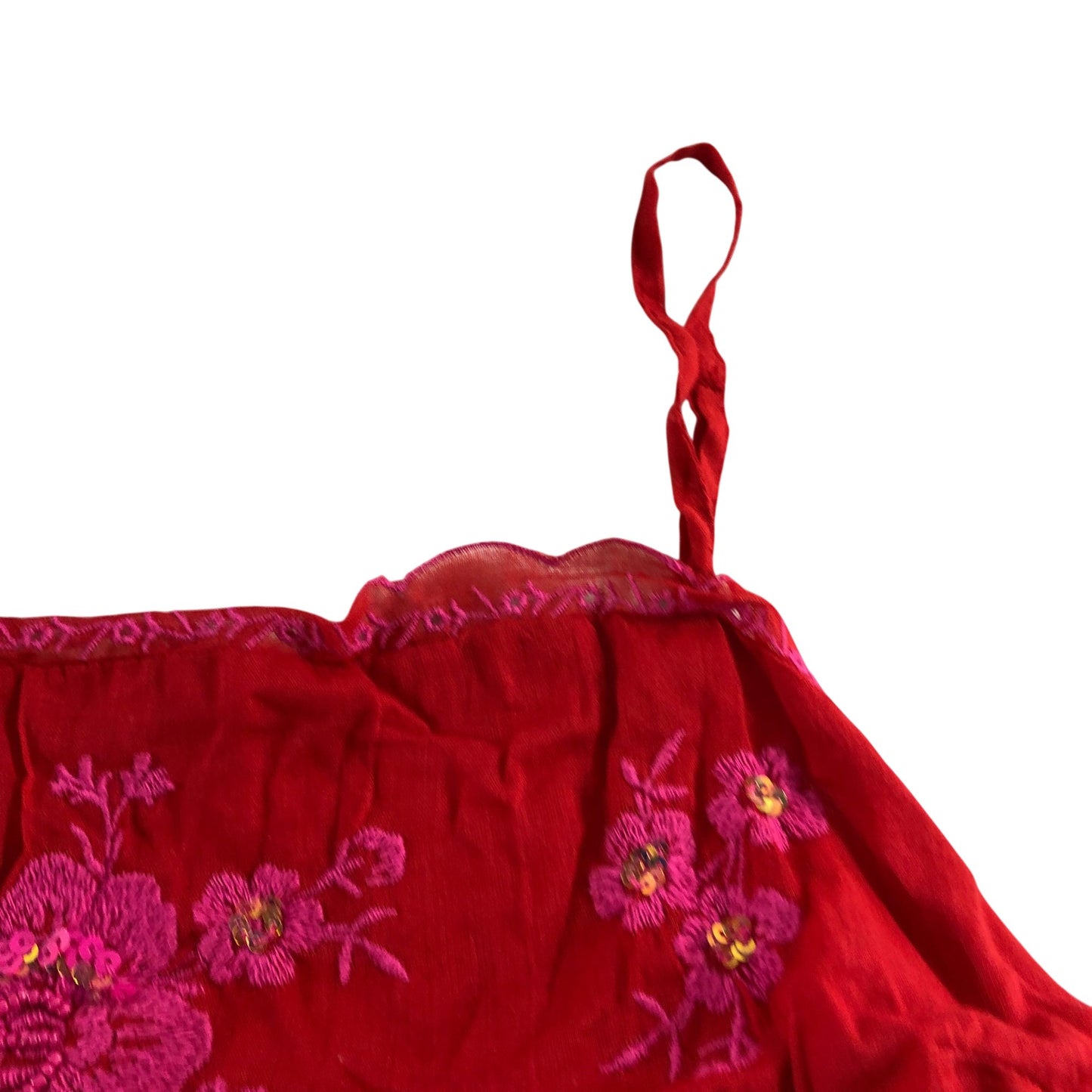 River Island Women's UK L Red Embroidered Crop Top Size 14