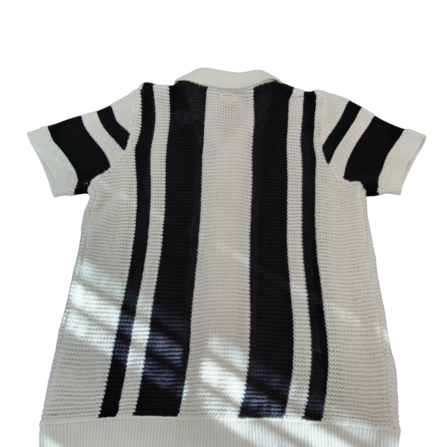 River Island Boys Knitted Short Sleeve Shirt UK11-12 Black White Striped