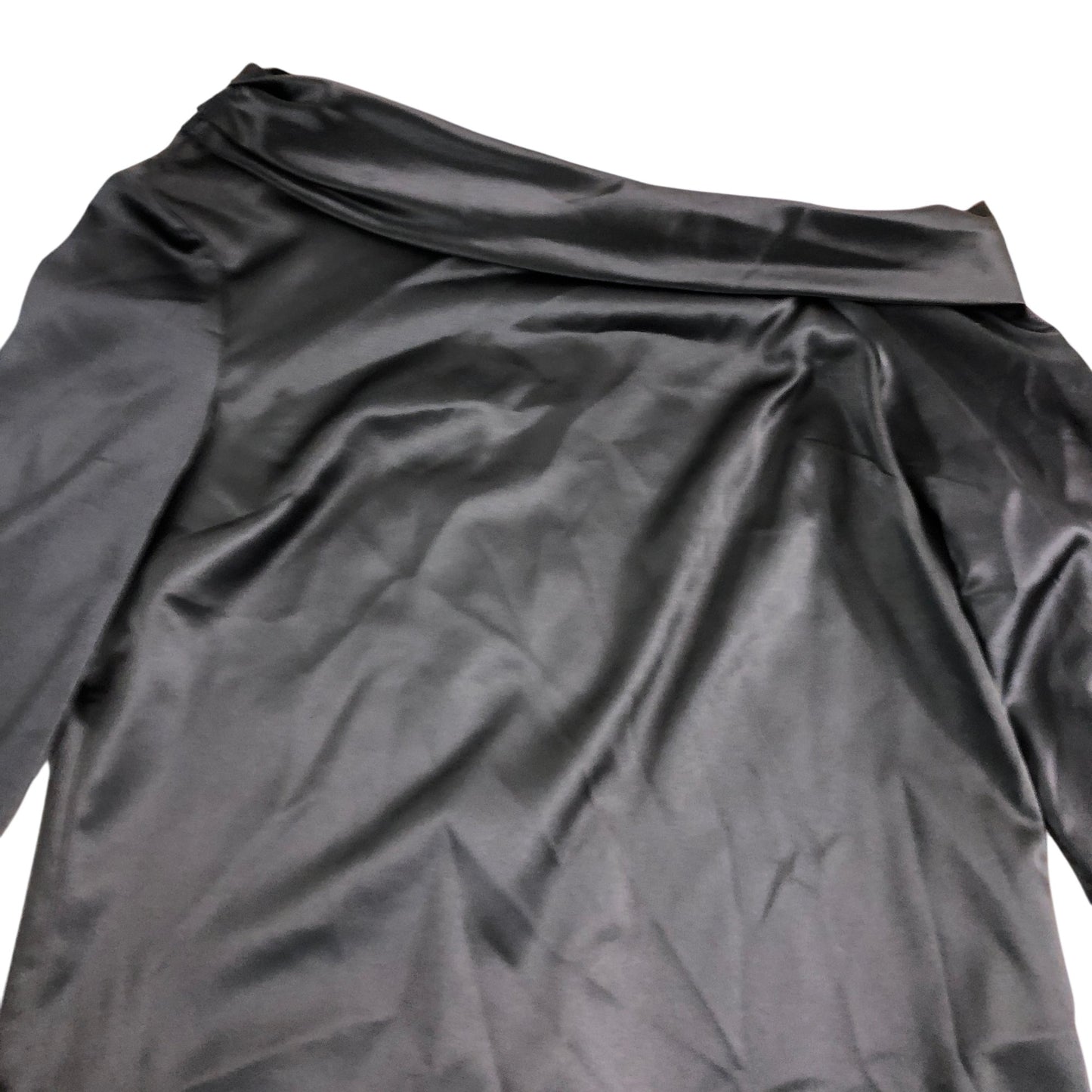 River Island Off Shoulder Blouse UK6 Women's Black Satin Long Sleeve Top