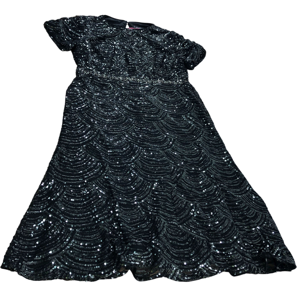 Lipsy London Premium Sequin Dress UK18 Women's Black Evening Party Dress