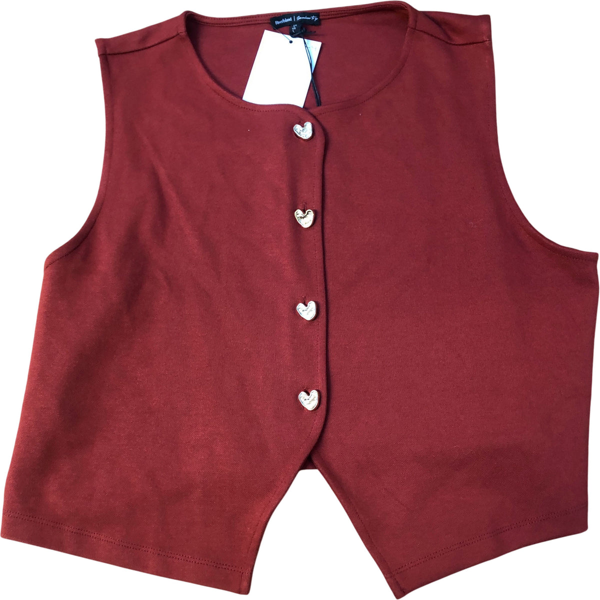 River Island Red Sleeveless Buttoned Vest Top Women's Large