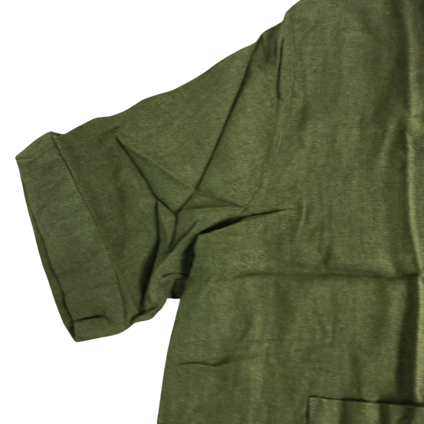 Branded Shirt UK14 Women's Green Linen V Neck Short Sleeve Top