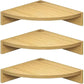 Set of 3 Natural Corner Shelves Wall Mount Storage Solution Modern Design