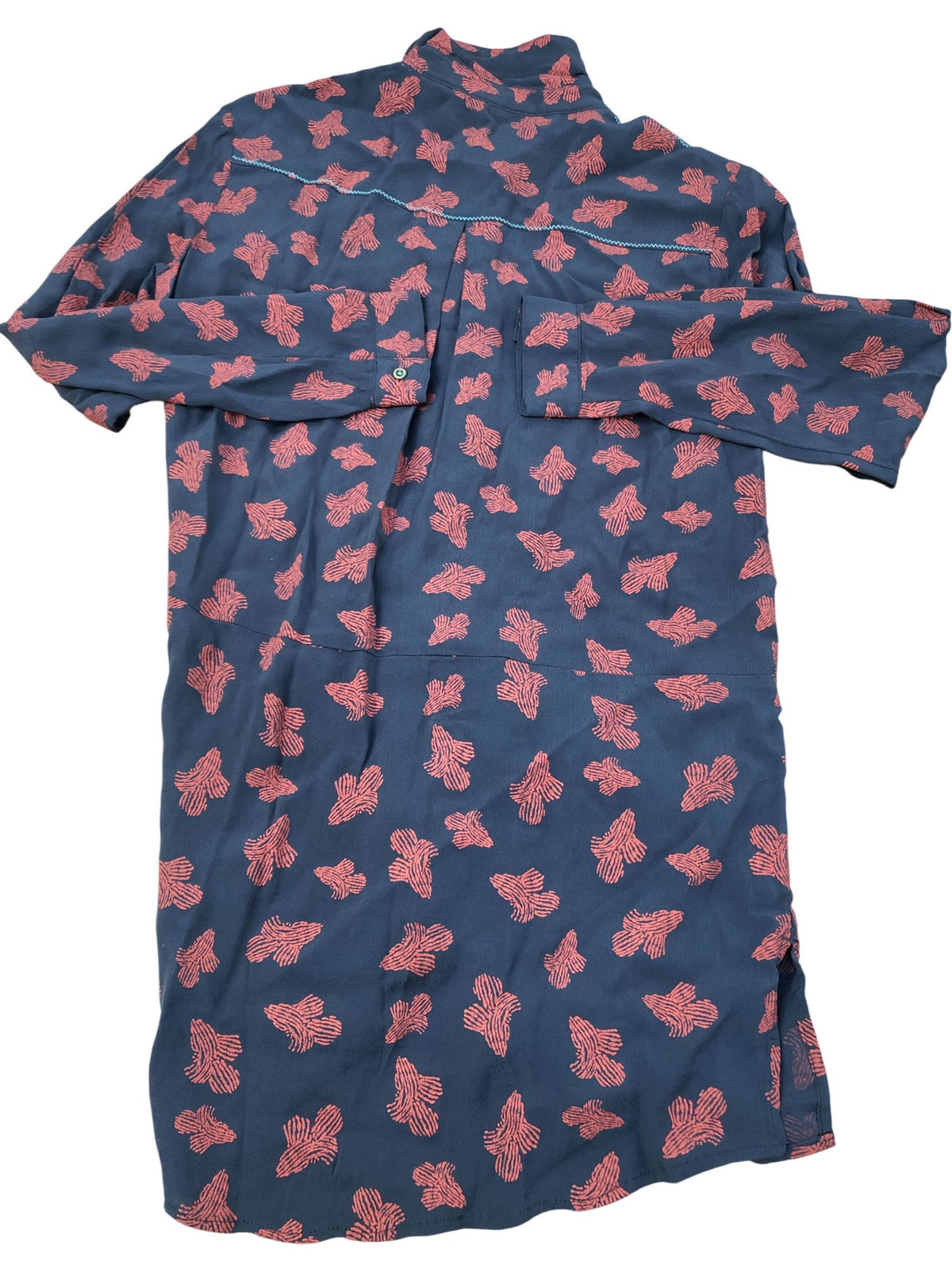 Long Sleeved Shirt UK Size 10 Women's Red Patterned Viscose Top