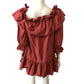 River Island Frill Detail Dress UK12 Women's Rust Off Shoulder Casual Fashion