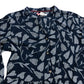 Floral Dress Uk10 Women's Navy Multi Button Front Long Sleeve