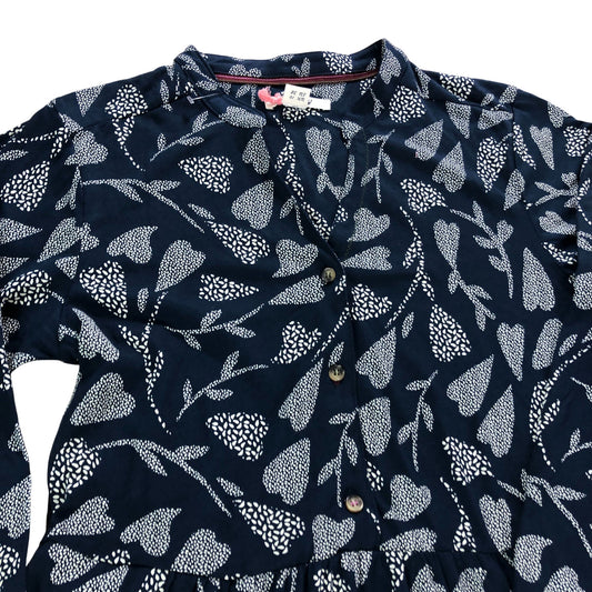 Floral Dress Uk10 Women's Navy Multi Button Front Long Sleeve