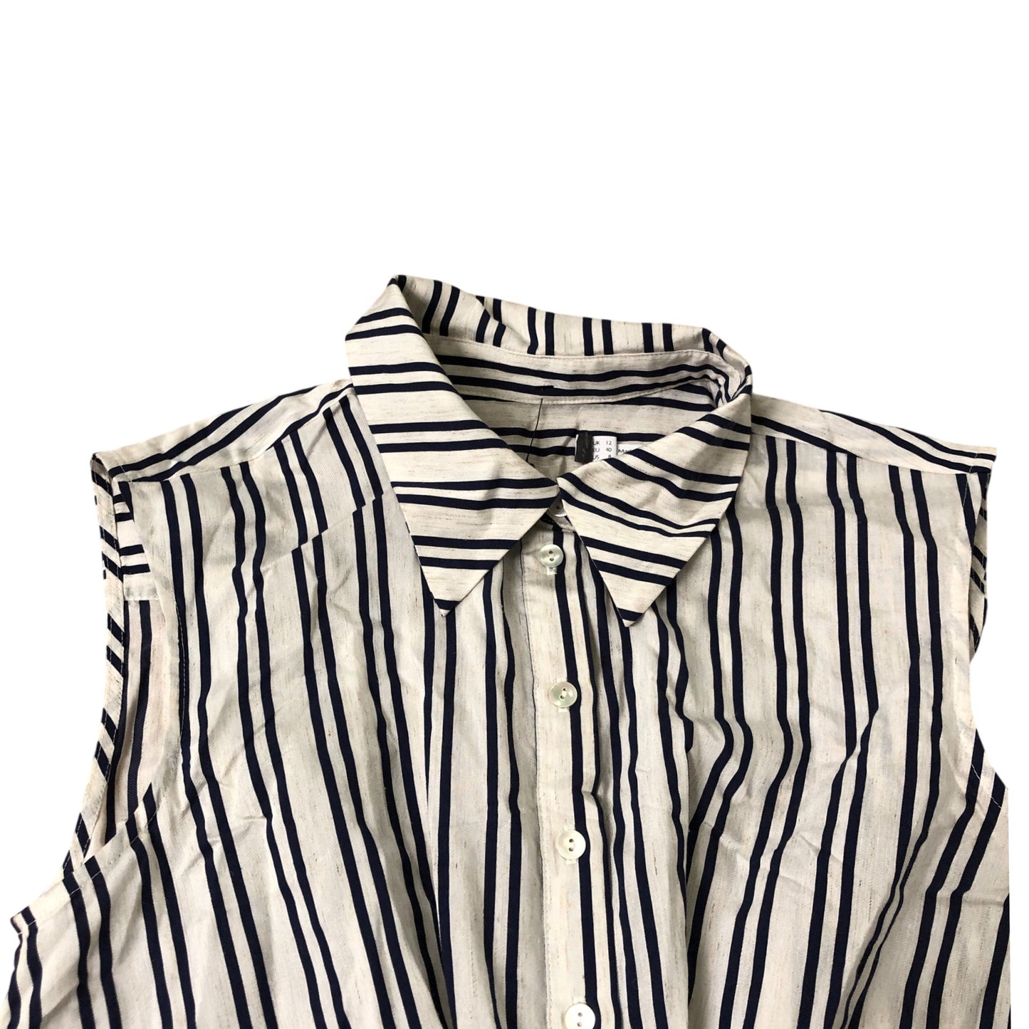 Women's Striped Sleeveless Shirt Dress Size 12