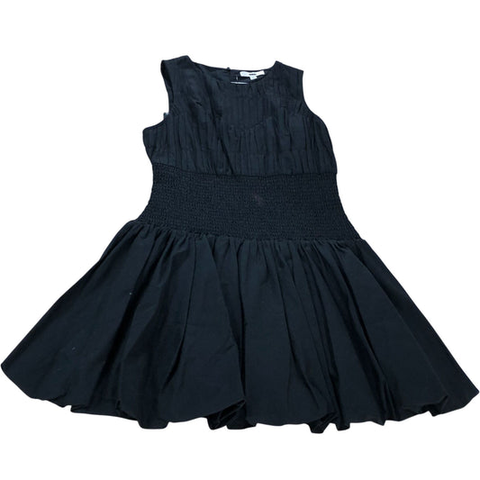 Black Pleated Shirred Dress UK12R Women's Sleeveless Smocked