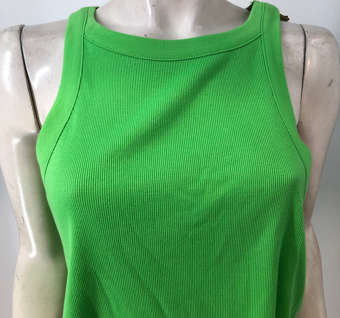 River Island Essential Tank Top UK18 Women's Bright Green Ribbed Sleeveless